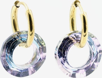 Sergio Engel Ohrringe 'Cosmic Ohrring 05 Vergoldete Hoops mit Kristallcharms' in Lila: Vorderseite