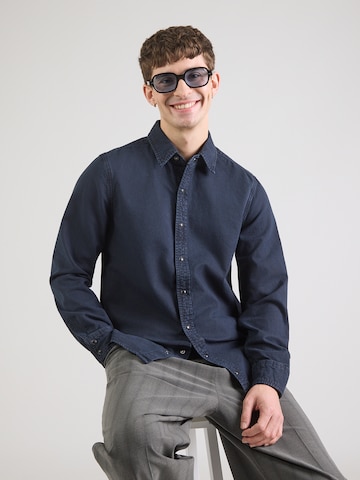 Coupe regular Chemise UNITED COLORS OF BENETTON en bleu : devant