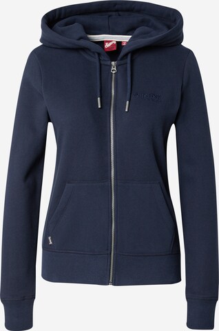 Superdry Zip-Up Hoodie 'Essential' in Blue: front