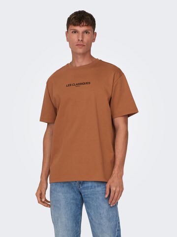 Only & Sons Shirt 'Les Classiques' in Brown: front