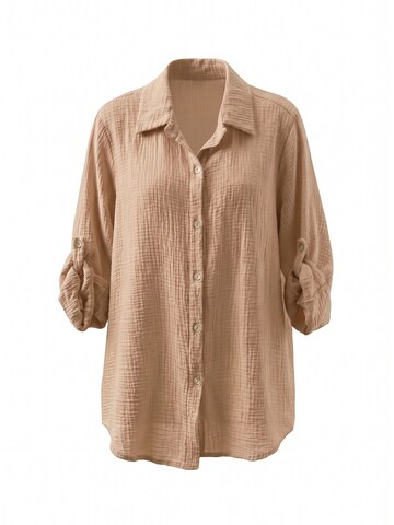 TorWeit Oversizeshirt 'Essential Cotton Shirt'‌‌‌‌ in Beige: Vorderseite