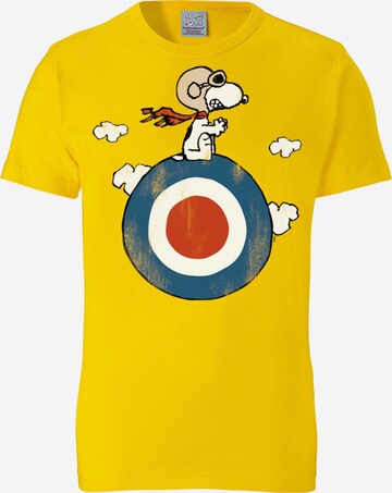 LOGOSHIRT Majica 'Peanuts - Snoopy Pilot' | rumena barva: sprednja stran