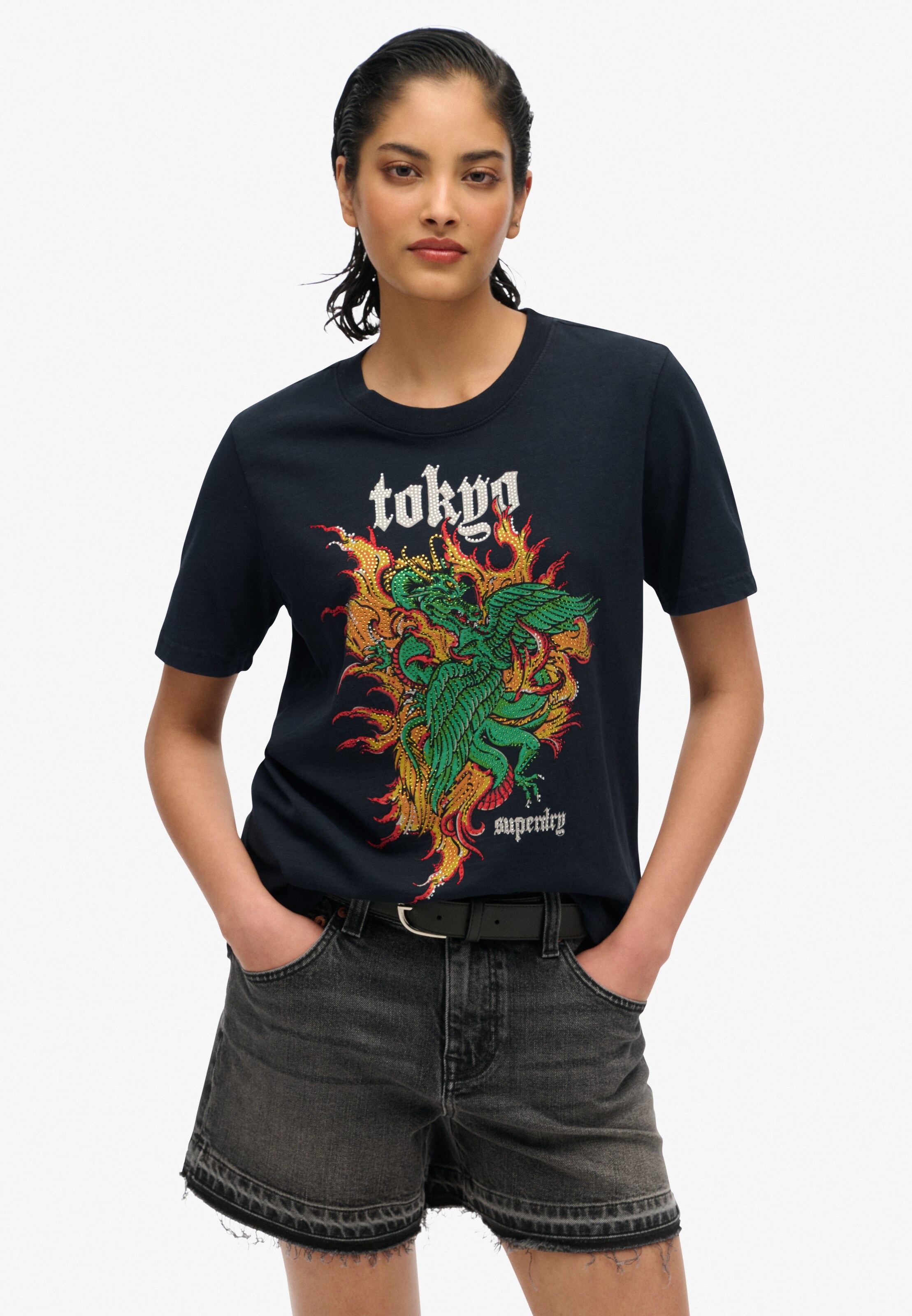 Superdry Shirt 'Tokyo' in Zwart: voorkant