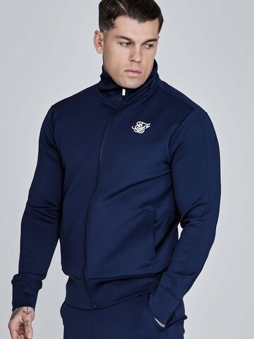 SikSilk Zip-Up Hoodie 'Essentials Poly Track Top' in Blue