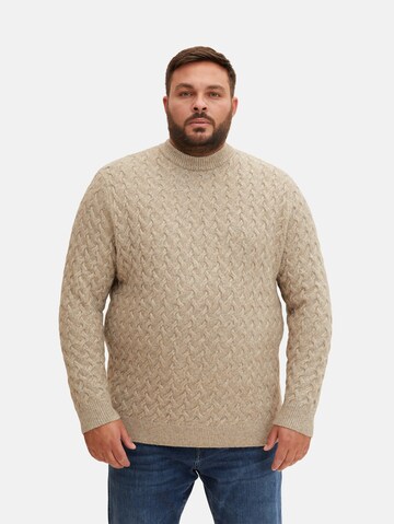 TOM TAILOR Men + Sweater 'Plus' in Beige: front