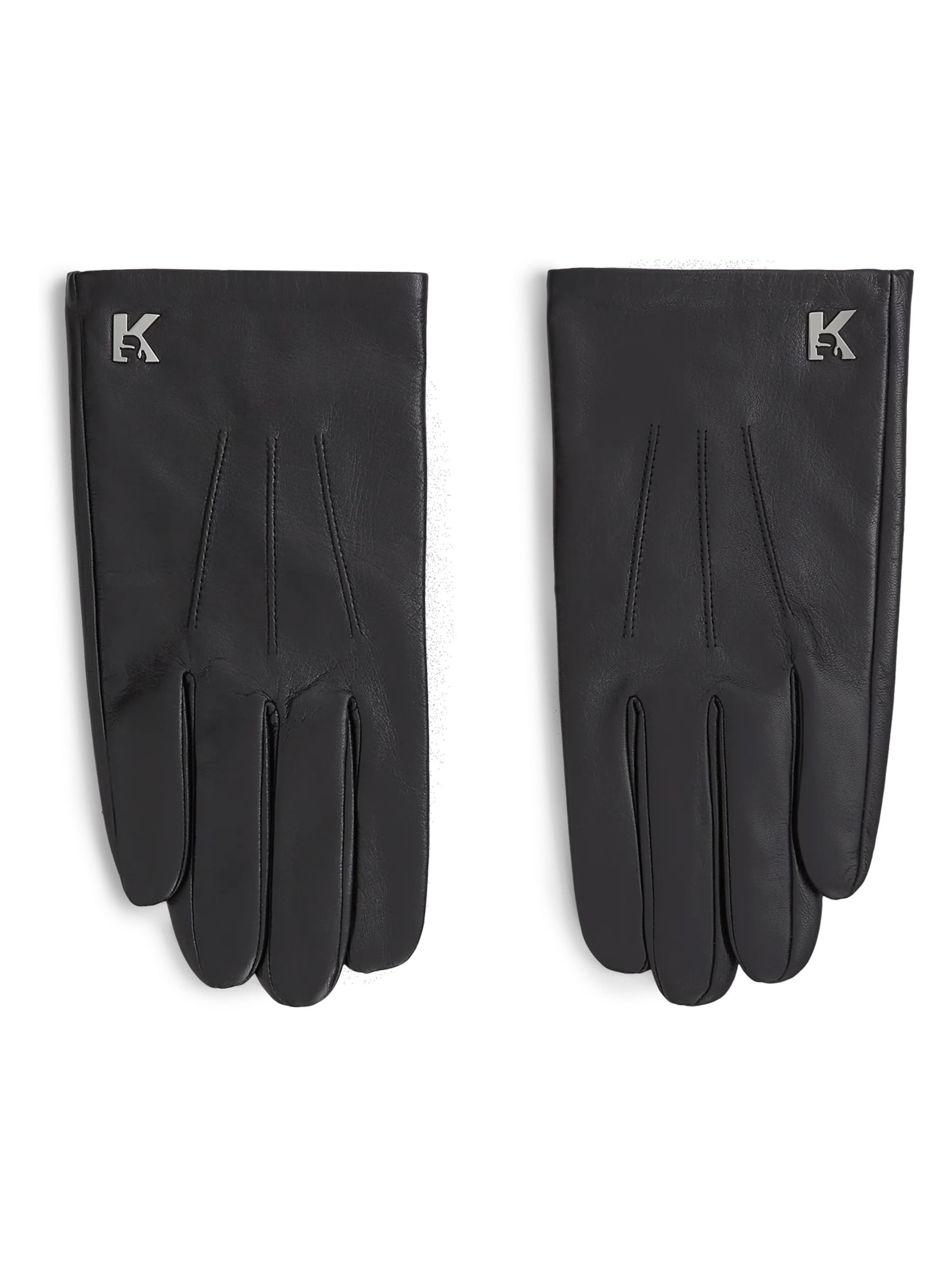 Mezzoguanti ' Lederhandschuhe mit K-Logo ' di KARL LAGERFELD JEANS in nero: frontale