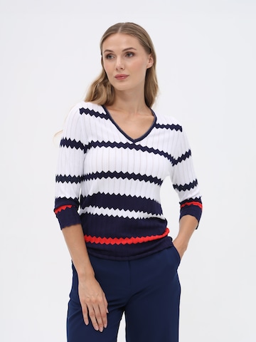 Passioni Sweater 'Pullover mit Zick-Zack-Streifen-Design' in Blue: front