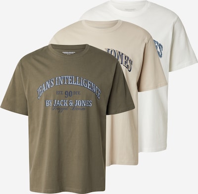 Marškinėliai 'JJEDENVER' iš JACK & JONES, spalva – kremo / tamsiai mėlyna / žalia / balta, Prekių apžvalga