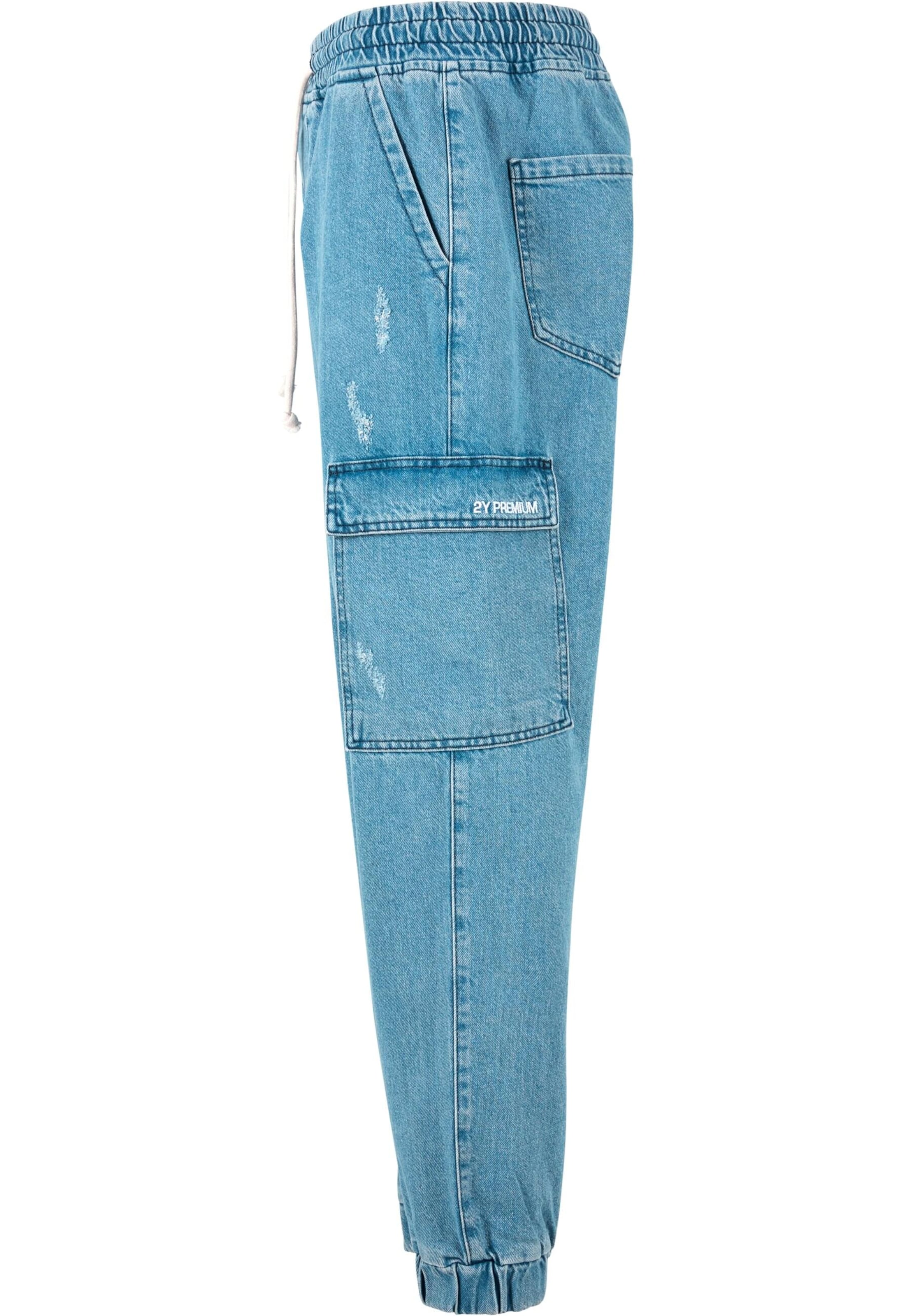 2Y Premium Tapered Jeans in Blau