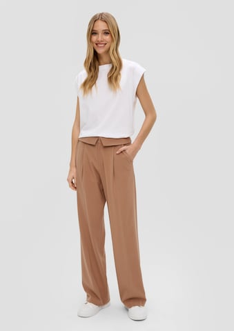 Wide Leg Pantalon à pince QS en marron