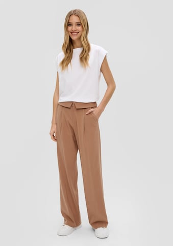 QS Wide leg Pleat-front trousers in Brown