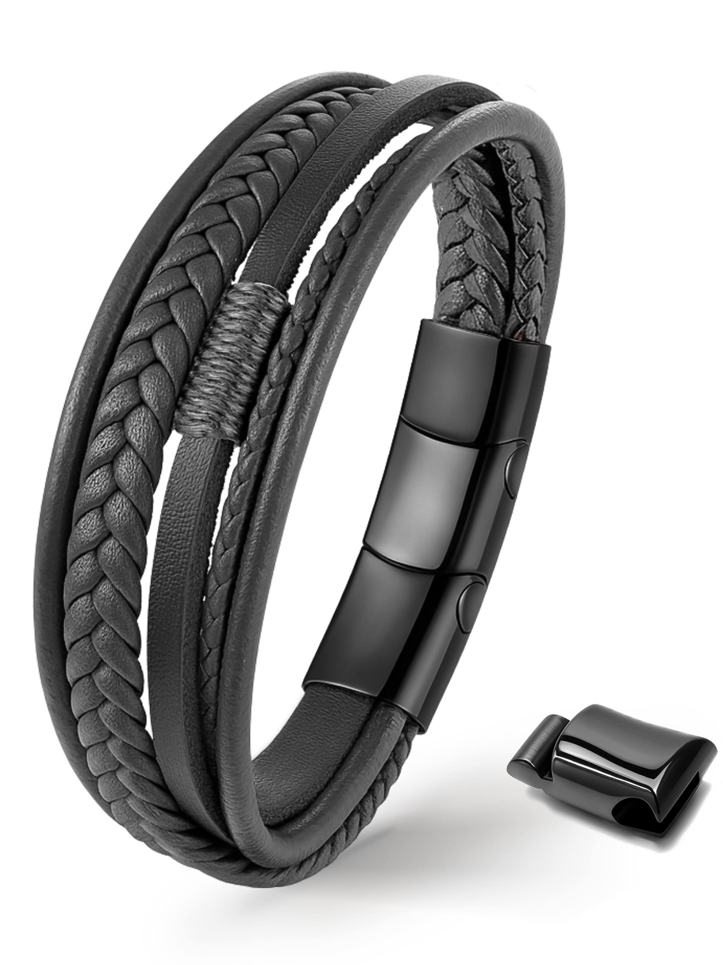 Bracelet 'LEDERARMBAND SHADOW' UNIQAL en noir : devant