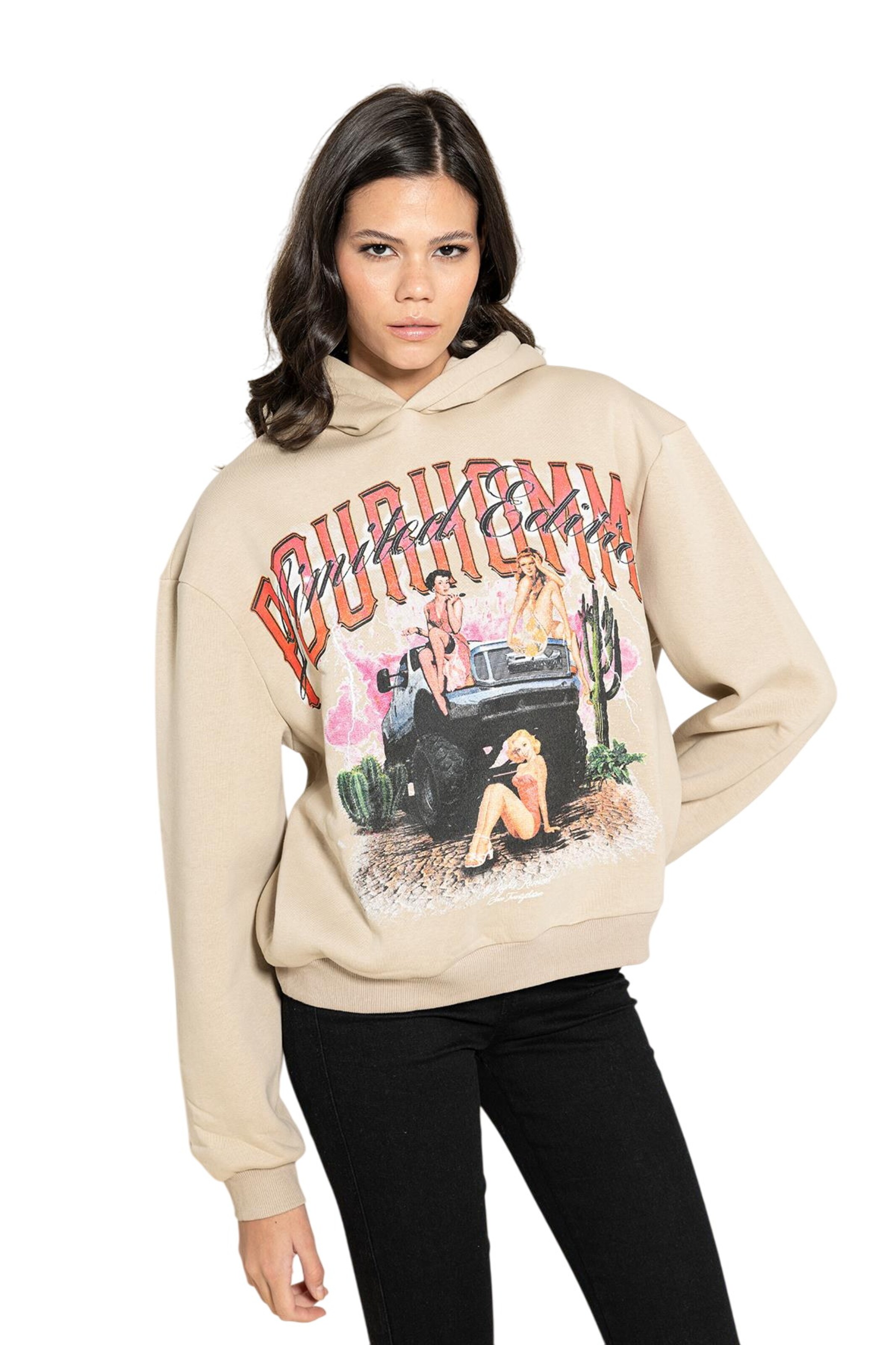 For You Moda Sweatshirt in Beige