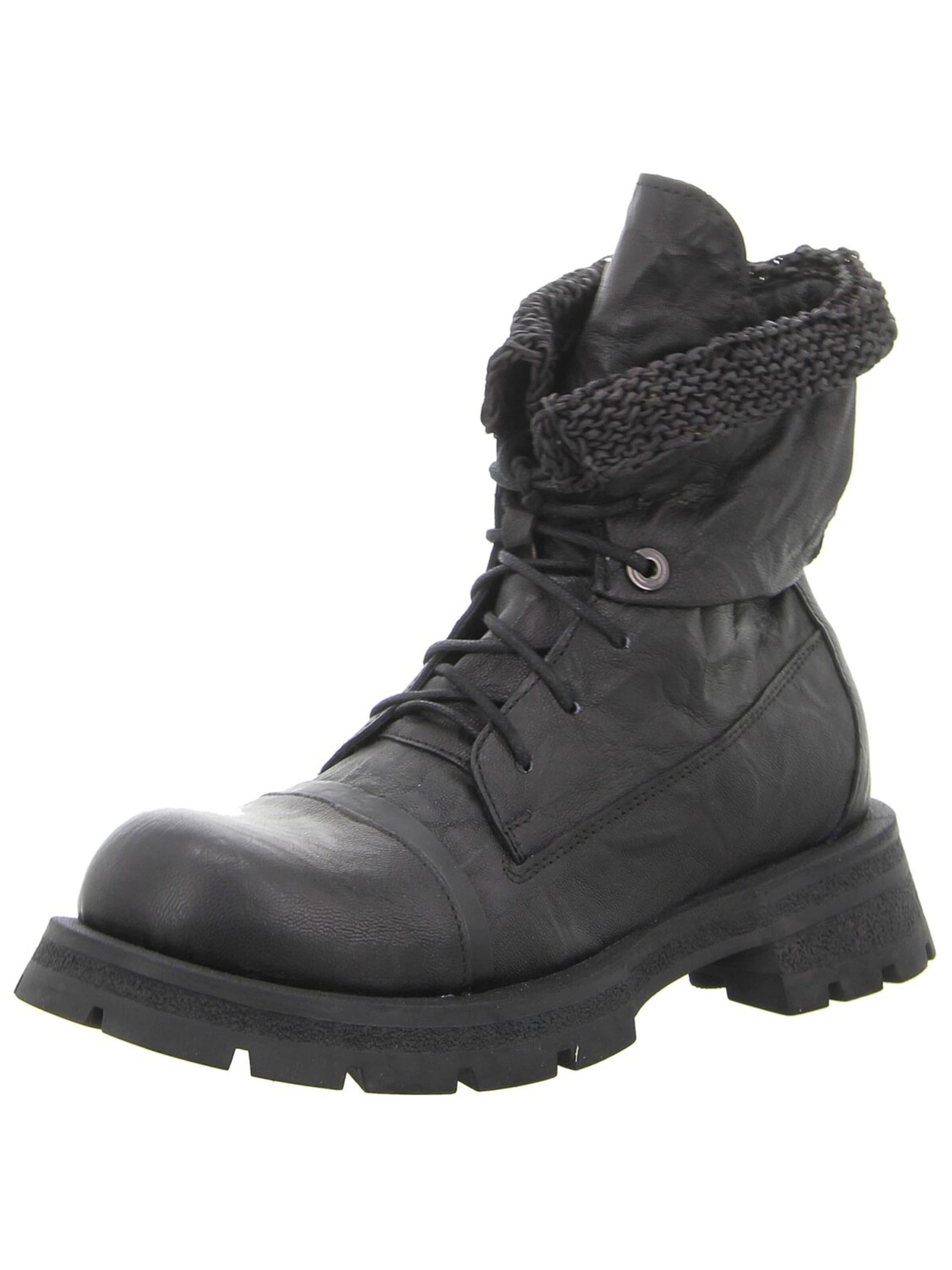 Papucei Lace-Up Boots 'Damen Stiefelette JASON BLACK Echt Leder in schwarz' in Black: front