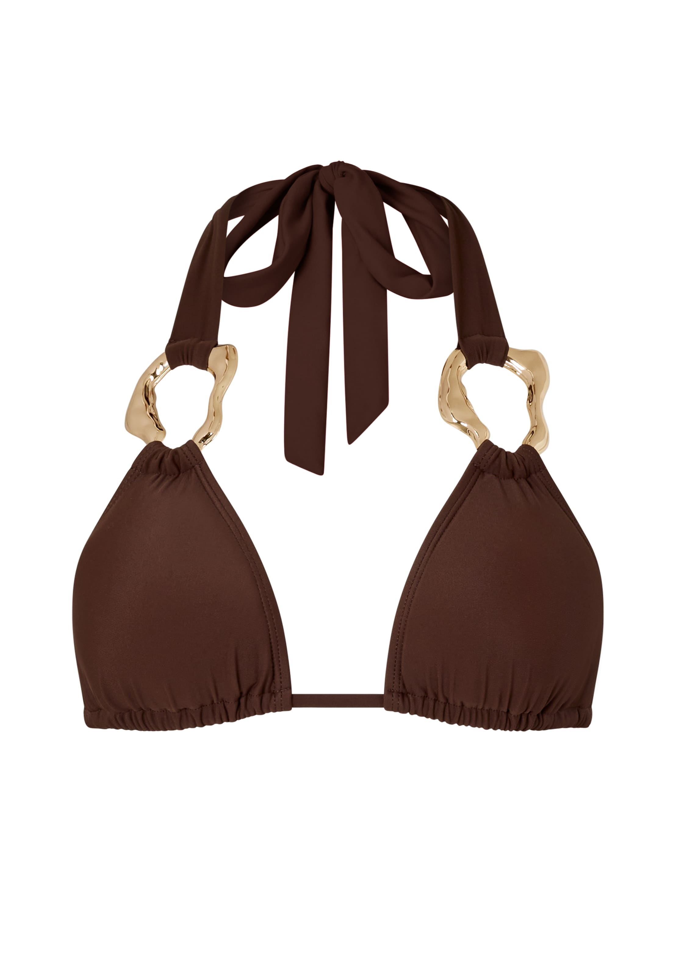 Moda Minx Triangel Bikinitop 'Irregular Hoop' in Braun: Vorderseite
