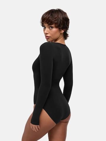 cfab - Body moldeador 'Clean Longsleeve Squareneck Sculpting Bodysuit with Slip' en negro