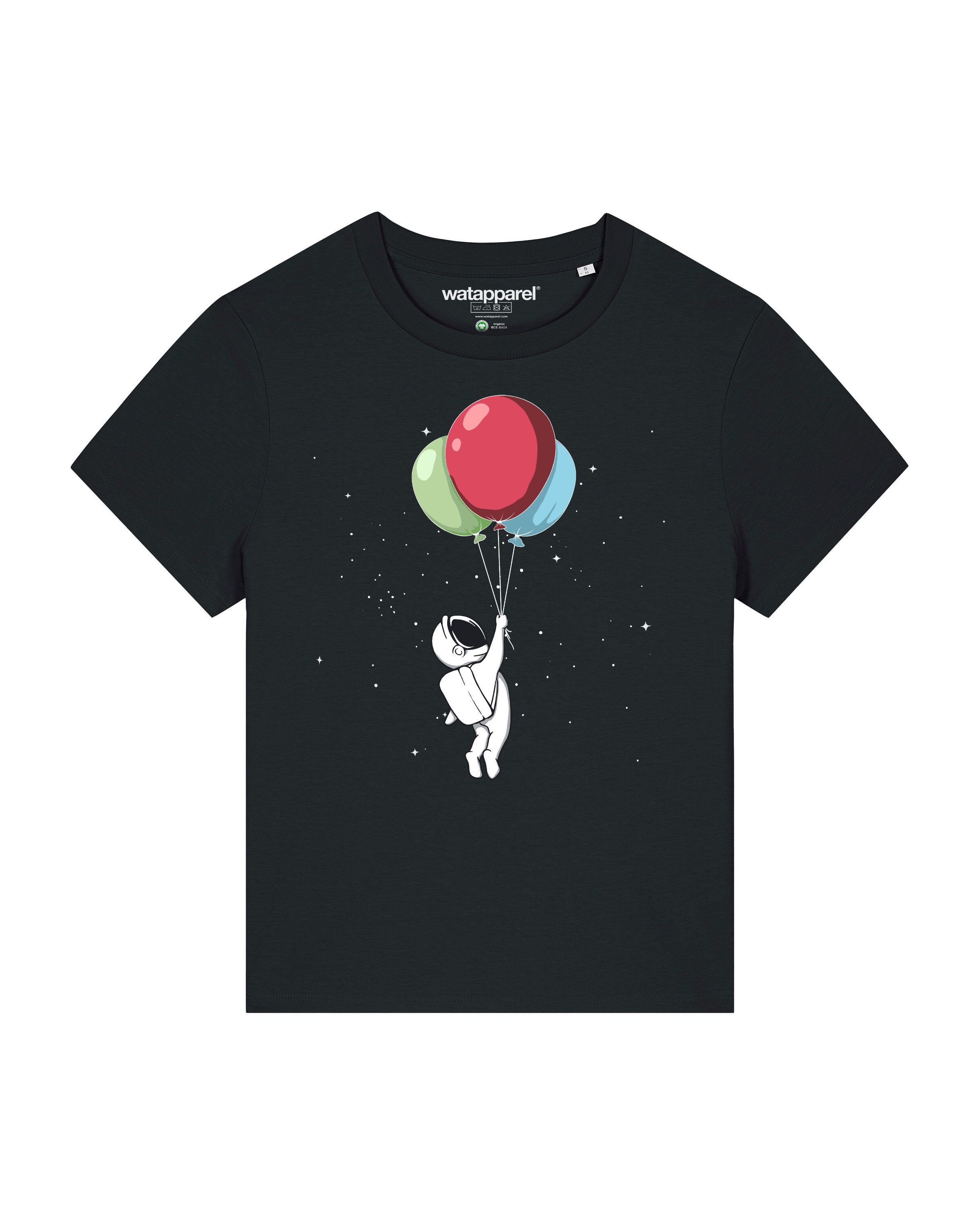 T-shirt 'Little Balloon Astronaut' Watapparel en noir : devant