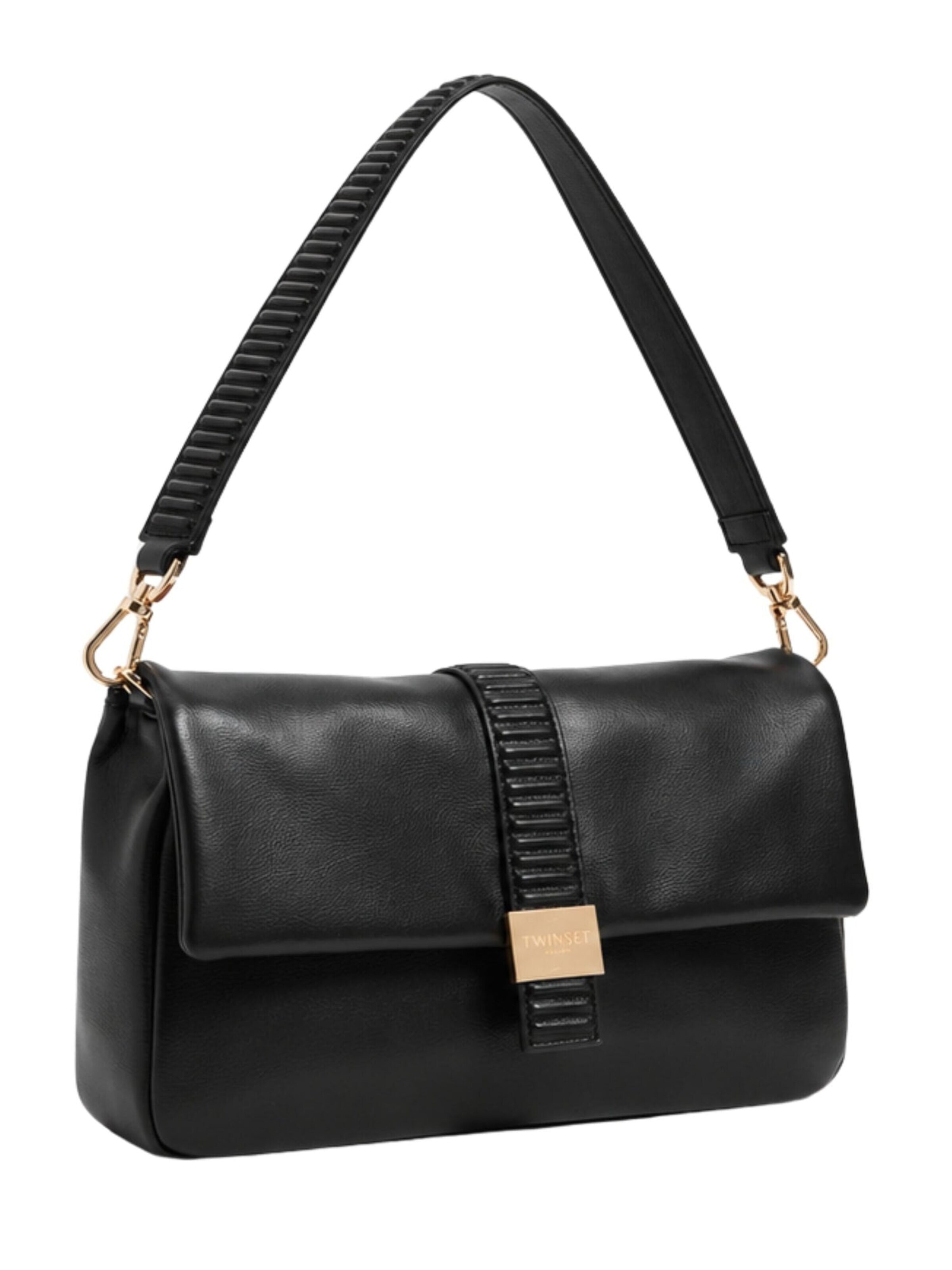 Twinset Torba na ramię 'Flap shoulder bag with gold details' w kolorze czarny: przód