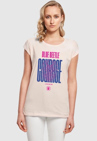 ABSOLUTE CULT T-Shirt 'Blue Beetle - Courage' in Pink: predná strana