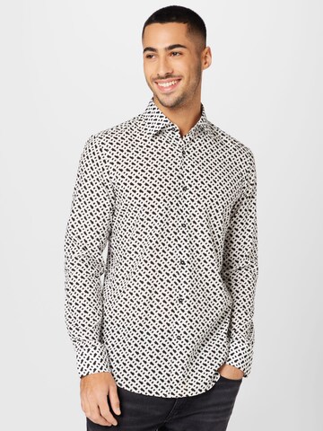 Coupe regular Chemise 'H-HANK-kent-C1-214' BOSS en blanc : devant