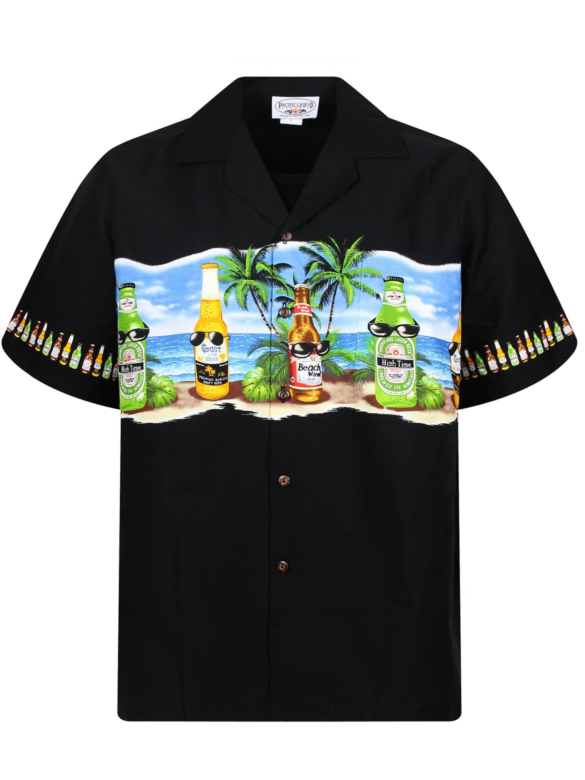 Camicia 'Corona Brustdruck' di Pacific Legend in nero: frontale