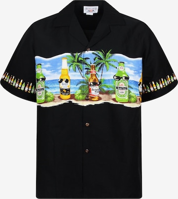 Camicia 'Corona Brustdruck' di Pacific Legend in nero: frontale