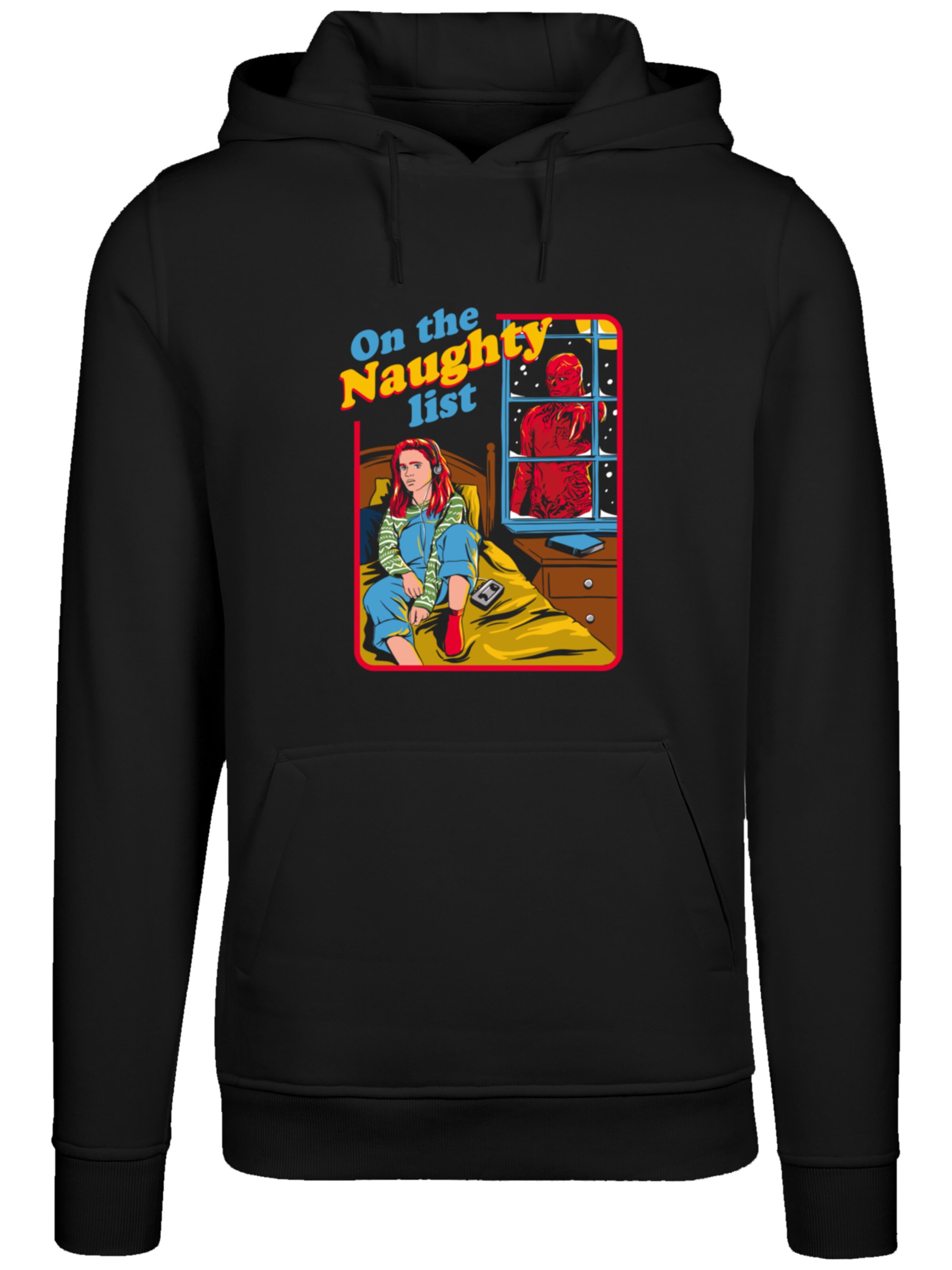 Sweat-shirt 'Stranger Things Naughty List Netflix TV Series' F4NT4STIC en noir : devant