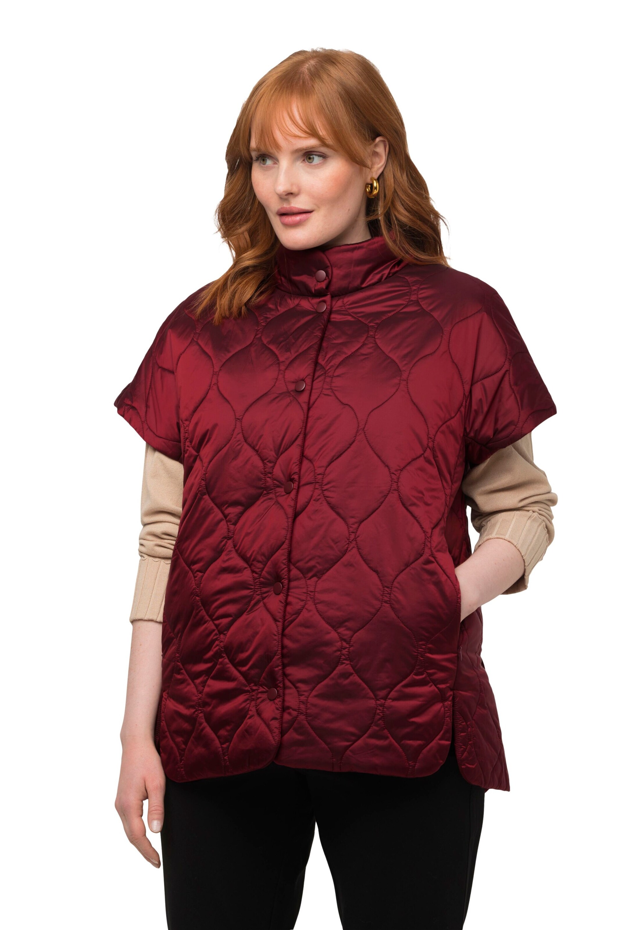 Ulla Popken Bodywarmer in Rood: voorkant