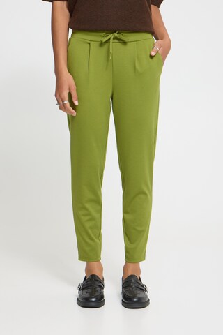 ICHI - Tapered Pantalón plisado 'IHKate' en verde: frente