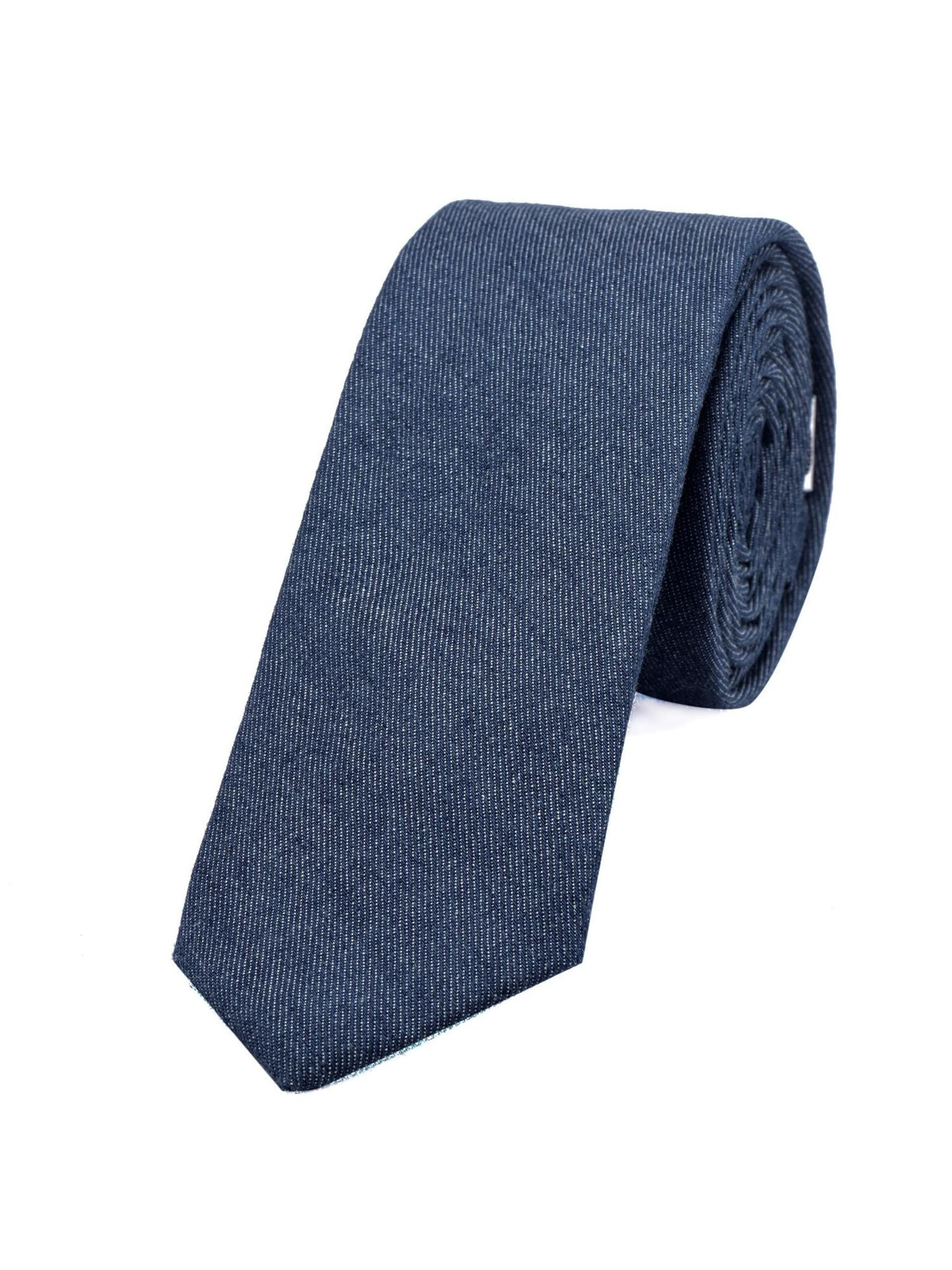 DonDon Krawatte 'DonDon Herren Krawatte 6 cm Baumwolle dunkelblau-creme kariert'‌‌‌‌‌‌‌‌‌‌ in Blau: Vorderseite