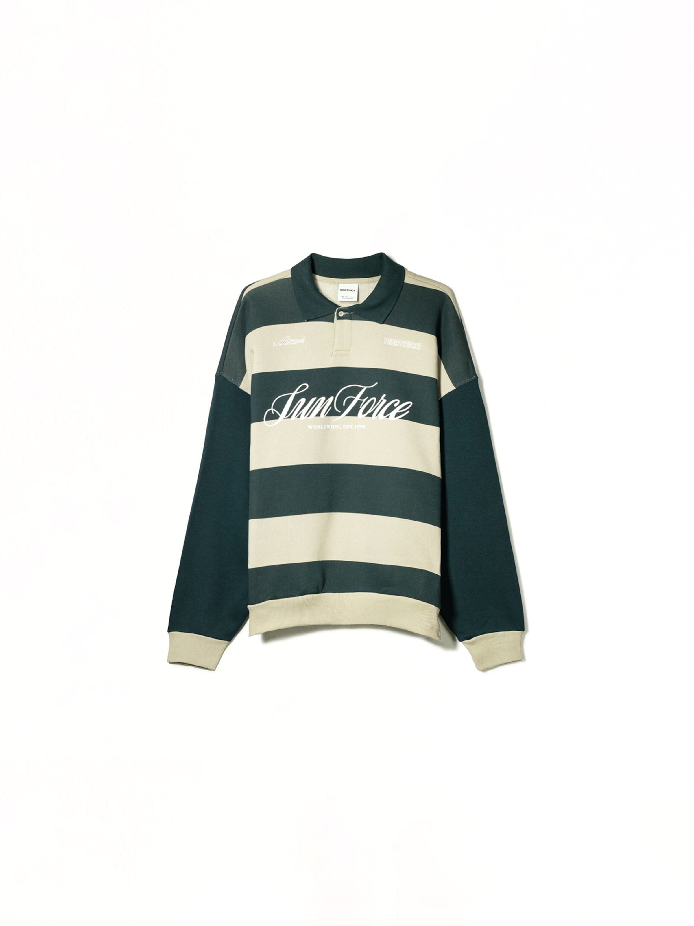 Bershka Sweatshirt in Cream / Fir, Item view