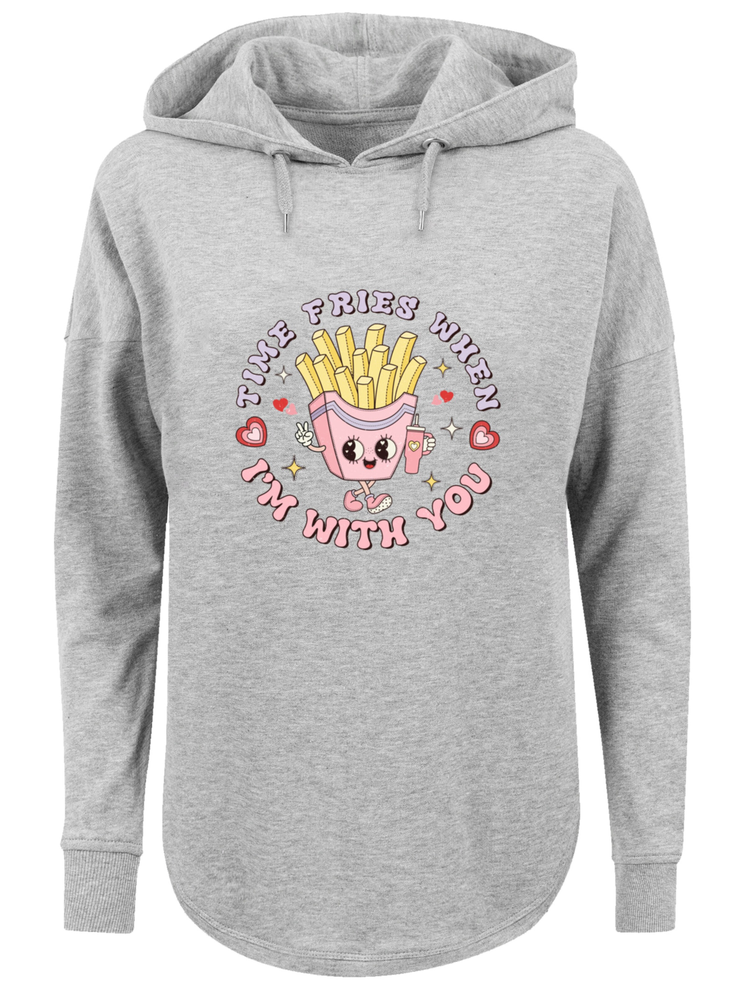 F4NT4STIC Sweatshirt 'Time Fries When I Am With You Valentinstag' in Grey: front