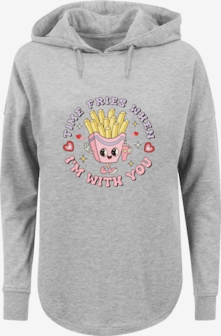 F4NT4STIC Sweatshirt 'Time Fries When I Am With You Valentinstag' in Grey: front