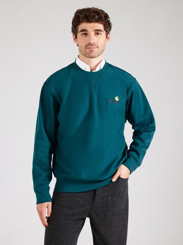 Carhartt WIP Sweatshirt 'American Script' in Groen: voorkant