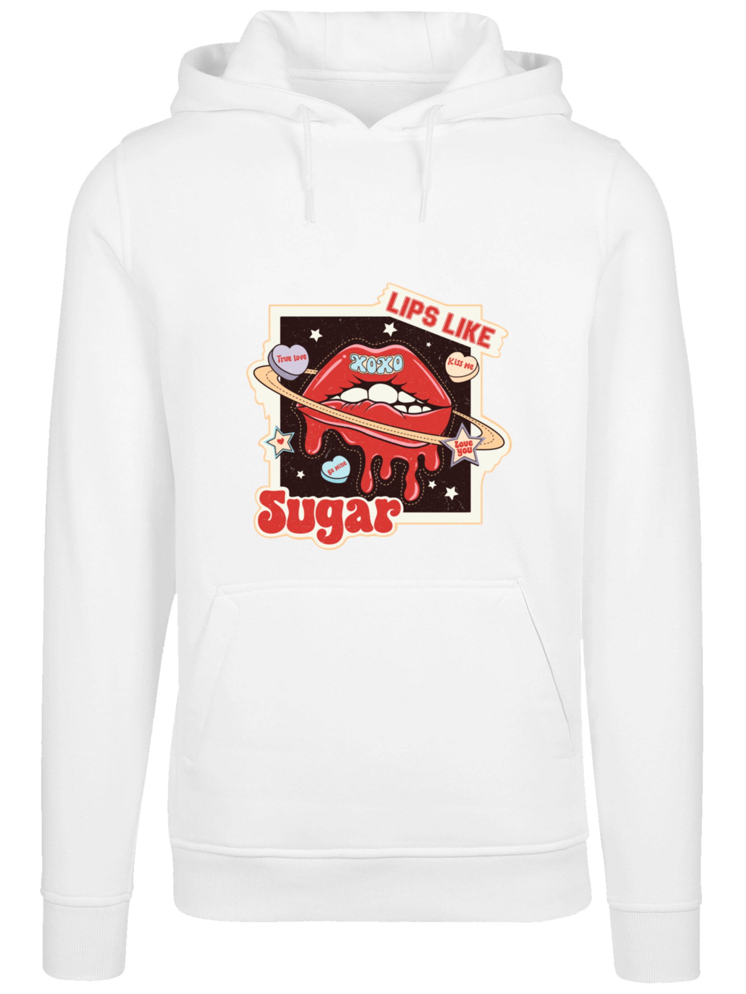 Sweat-shirt 'Lips like sugar retro fashion  Valentinstag' F4NT4STIC en blanc : devant