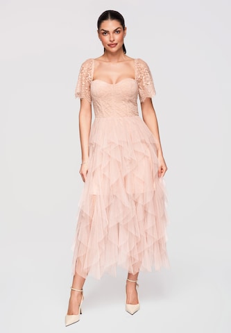 Ombre Evening Dress in Beige: front