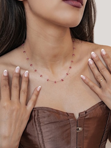 Hey Happiness Halsband 'Coral Glow' i silver
