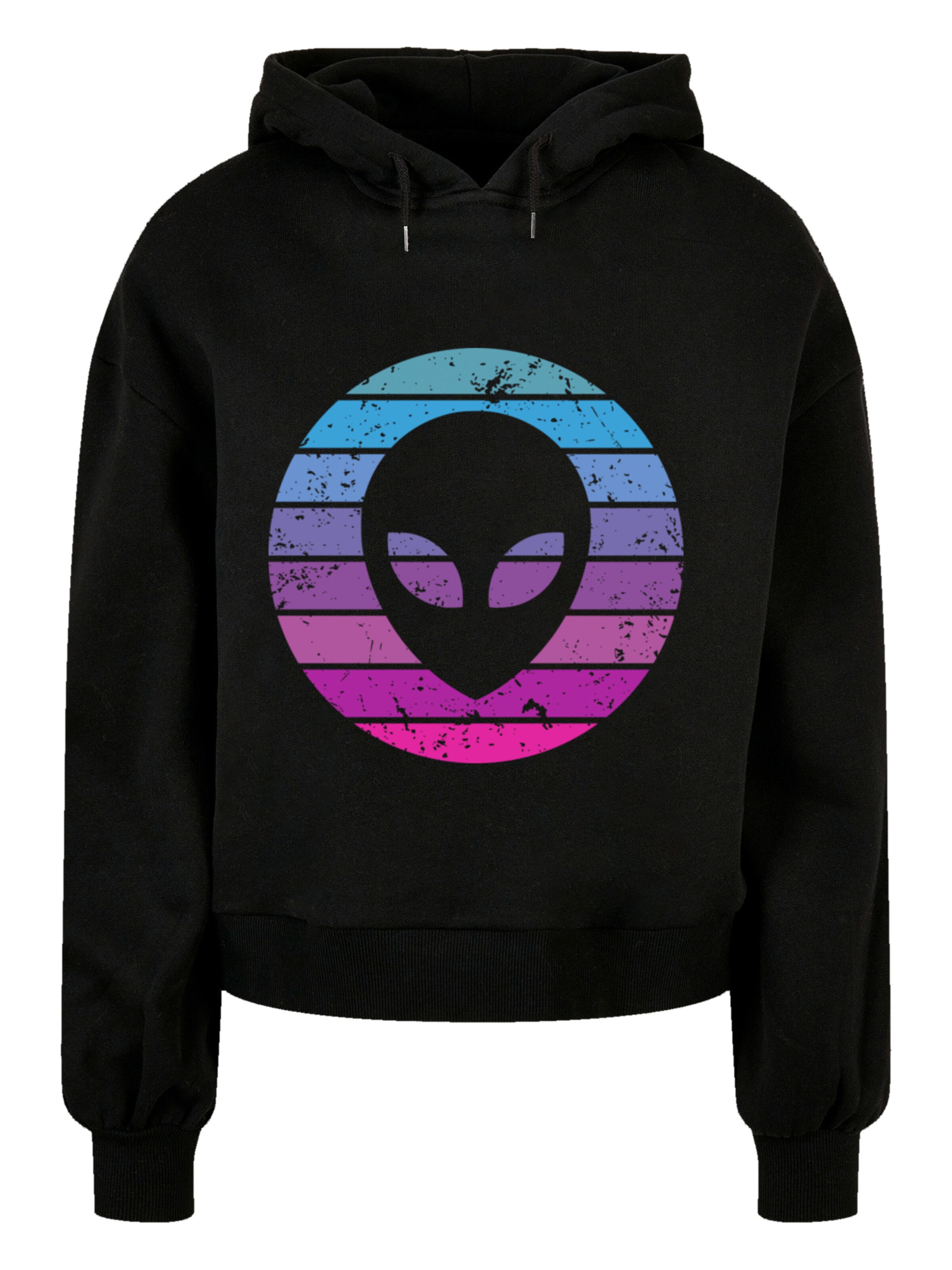 F4NT4STIC Sweatshirt 'Alien Kopf' in Schwarz: Vorderseite