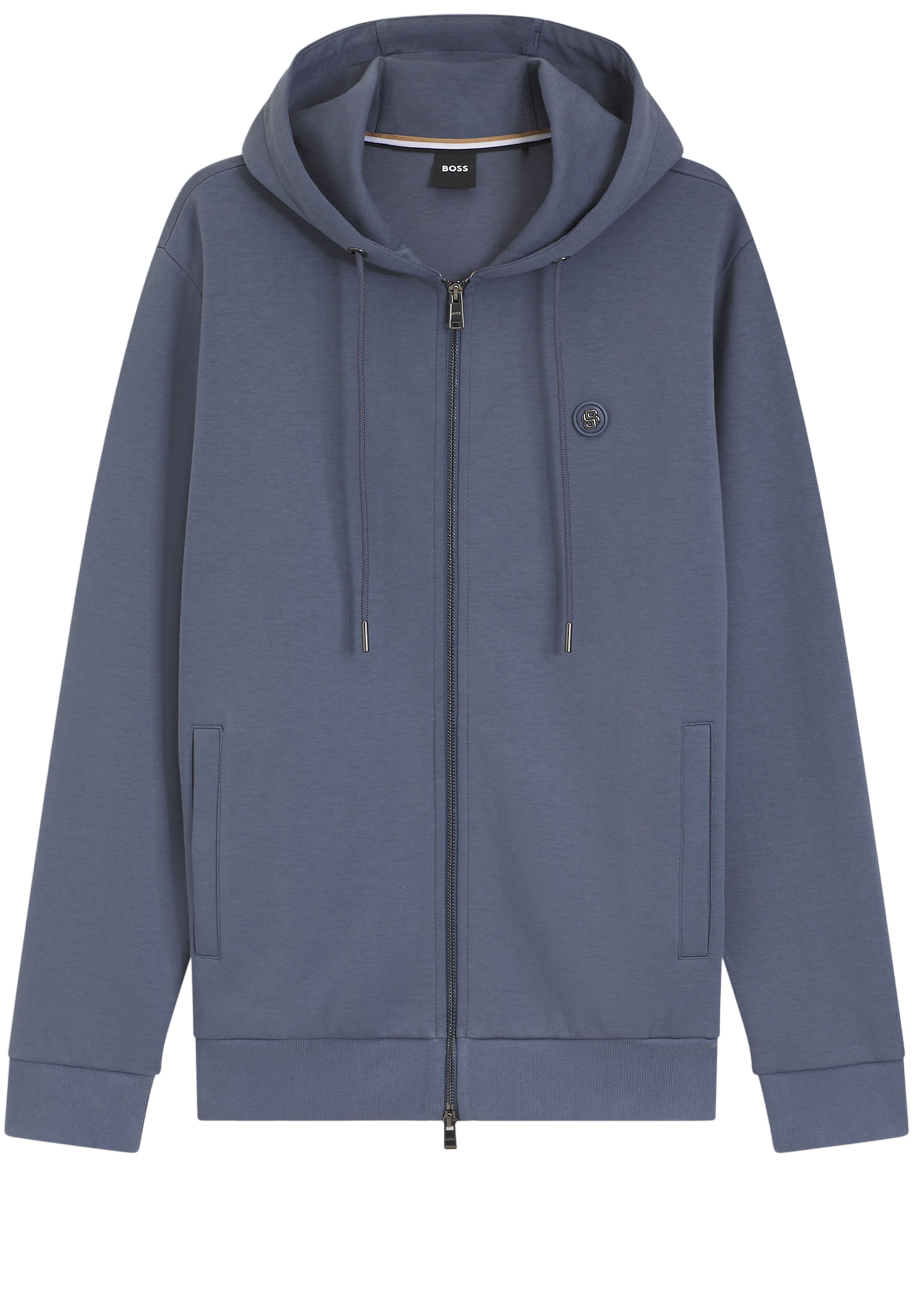BOSS Zip-Up Hoodie 'C-Spence 01' in Blue: front