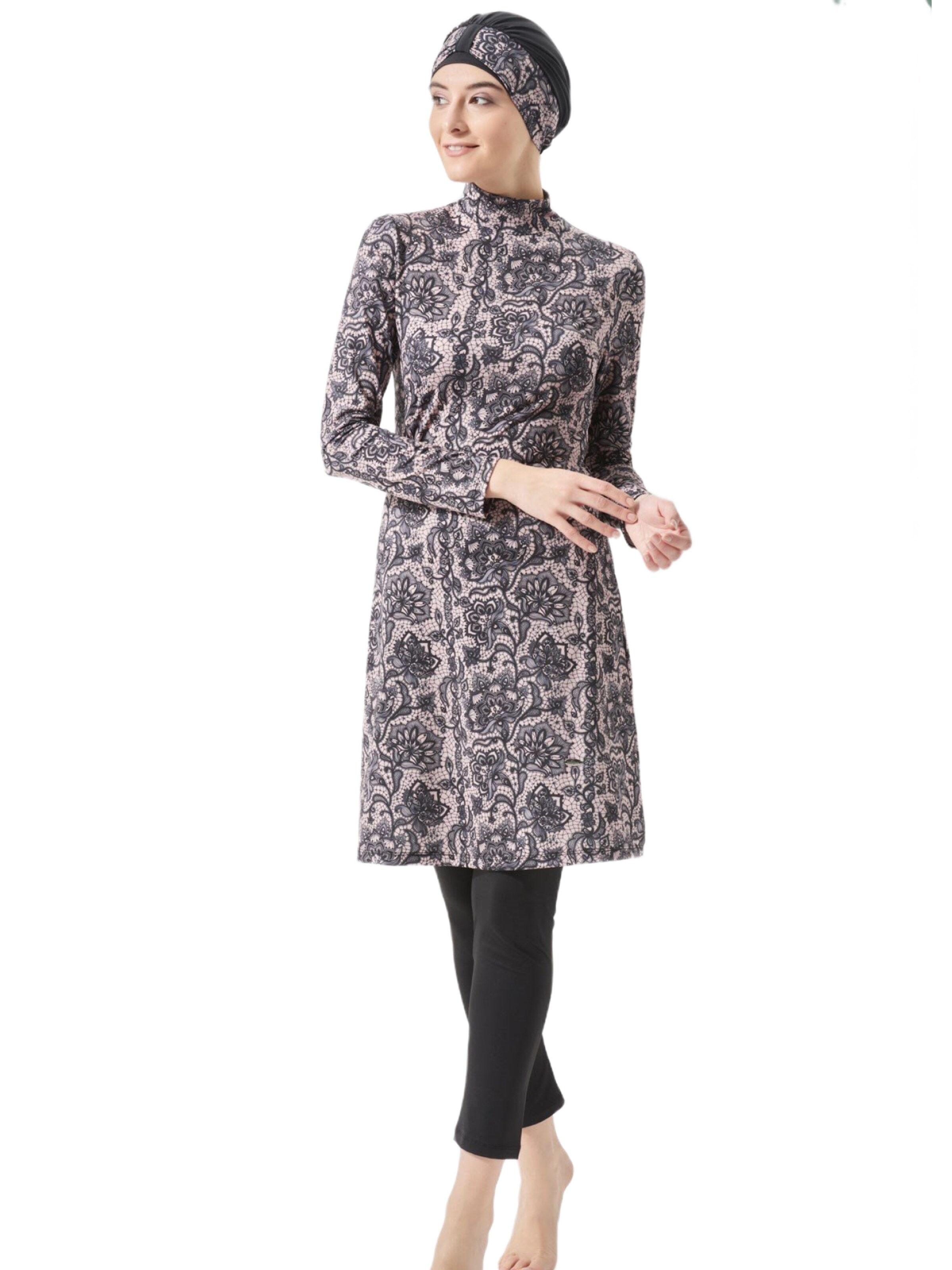 C&City Swimsuit 'Hijab' in Grey: front