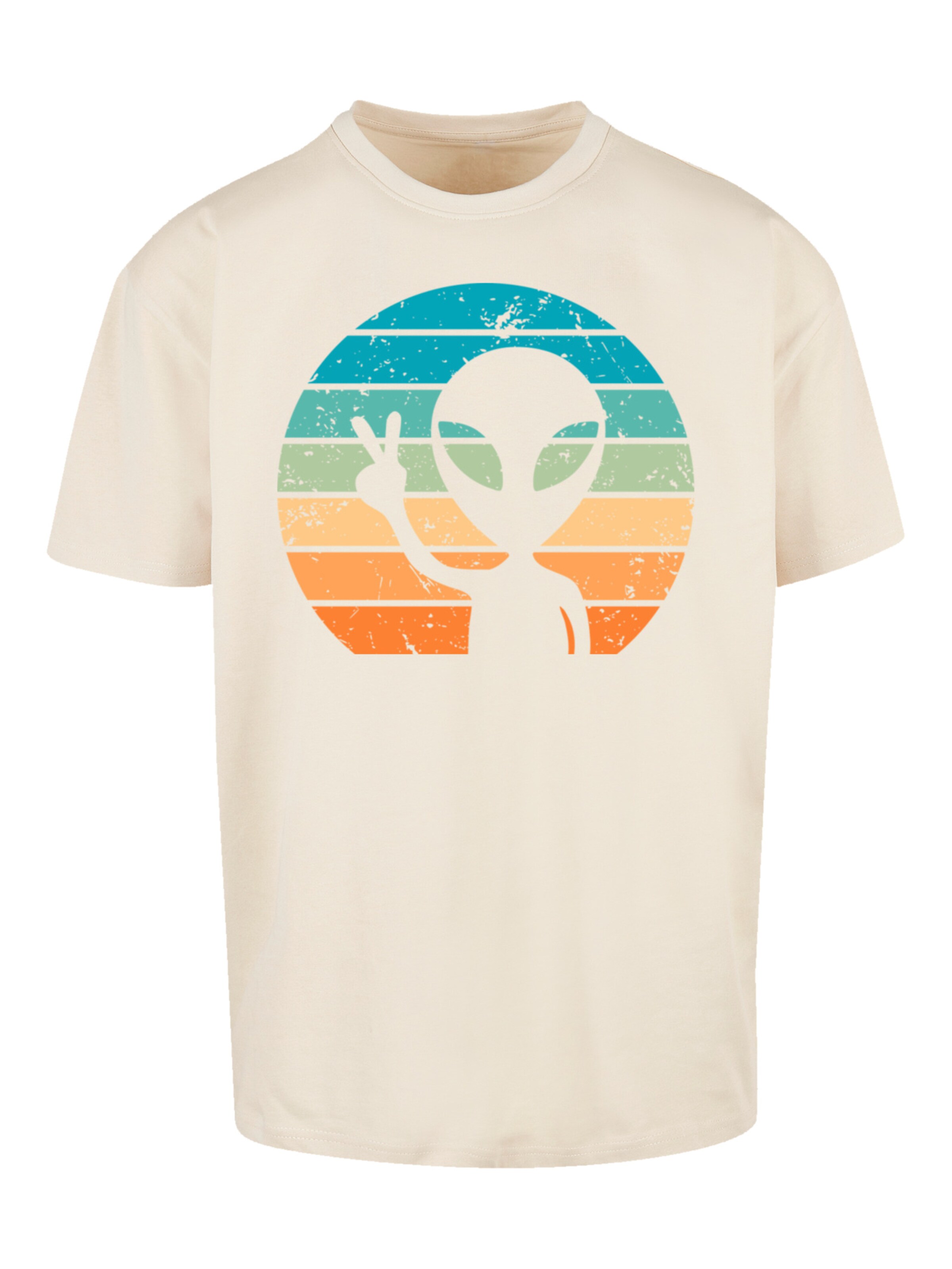 T-Shirt 'Alien Piece Sonnenuntergang' F4NT4STIC en beige : devant