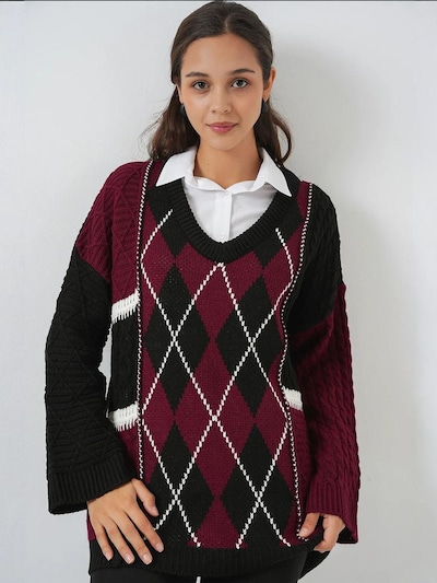 Bigdart Sweater in Burgundy / Black / White, Item view