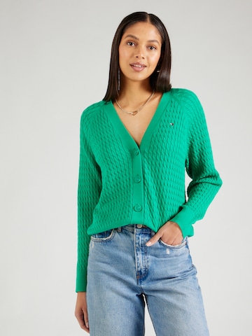 TOMMY HILFIGER Knit cardigan in Green: front