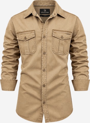 FALKENSTEJN - Ajuste regular Camisa 'FALKENSTEJN Riccaldo Herren-Hemd' en beige: frente