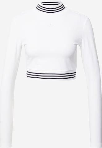 ADIDAS ORIGINALS Paita 'Long-Sleeve Top With Ribbed Collar And Hem' värissä valkoinen: edessä