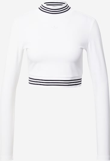 Tricou 'Long-Sleeve Top With Ribbed Collar And Hem' ADIDAS ORIGINALS pe negru / alb, Vizualizare produs