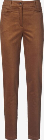 Coupe slim Pantalon Peter Hahn en marron : devant