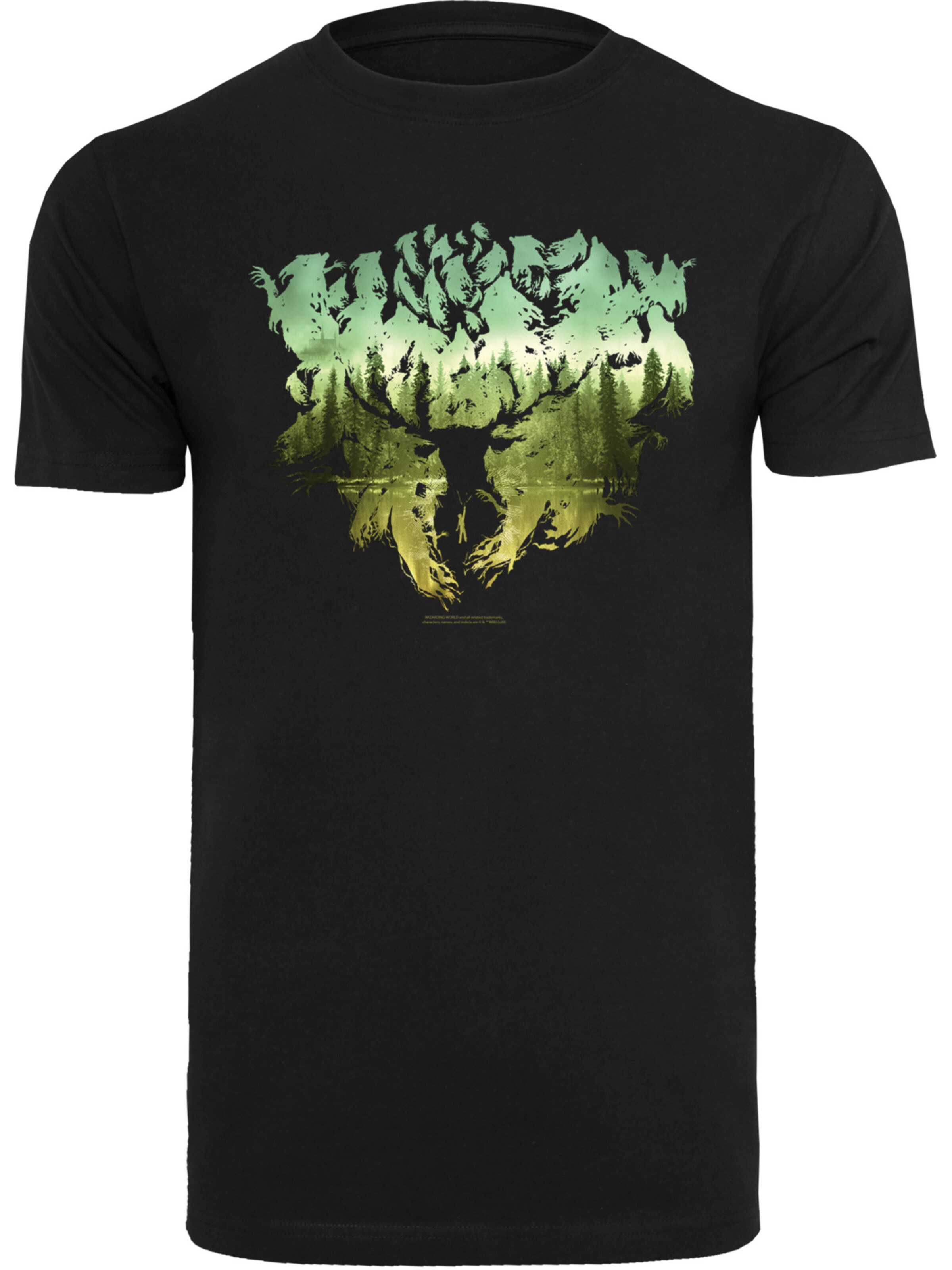 F4NT4STIC Shirt 'Harry Potter Magical Forest' in Black: front