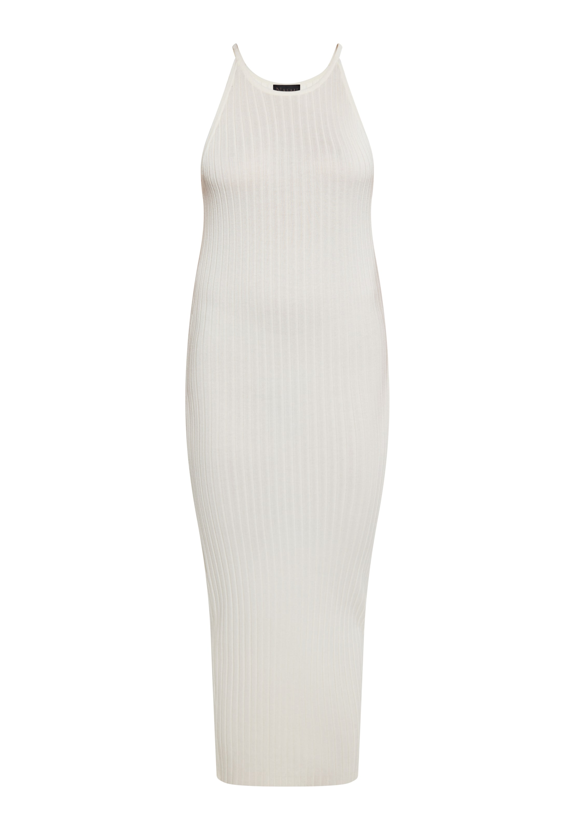 NAEMI Stickad klänning i vit: framsida