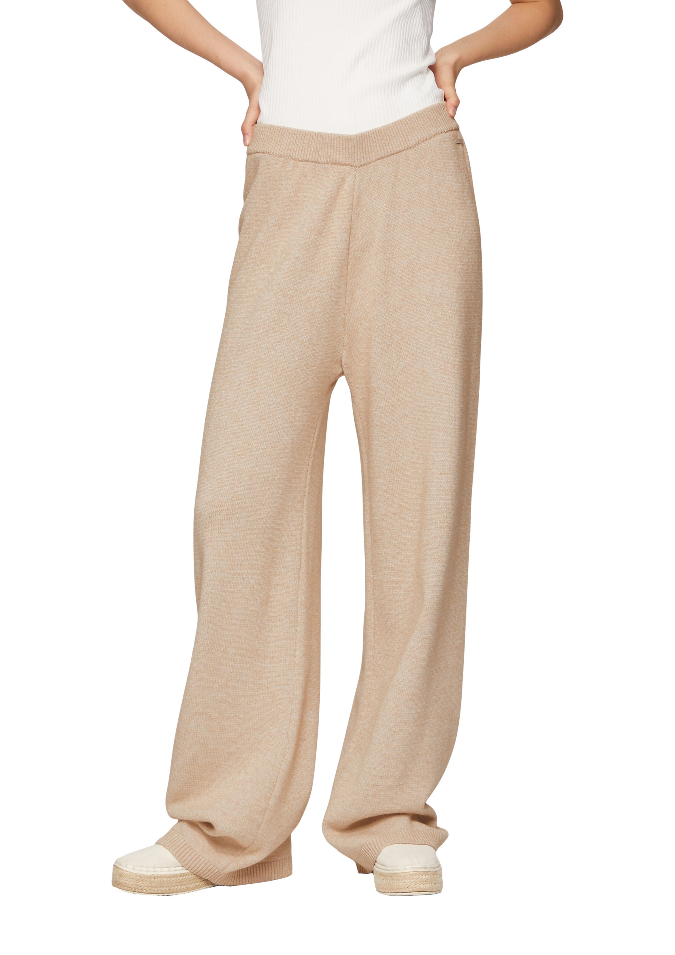 QS Regular Broek in Beige: voorkant